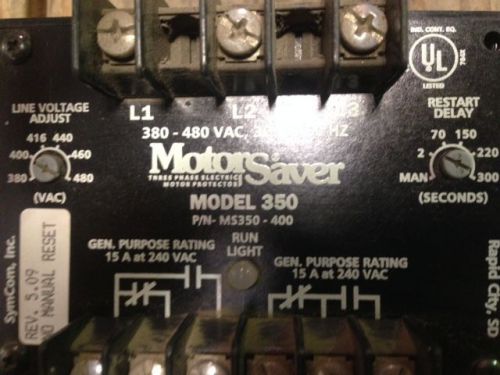 Motorsaver SymCom 3Ph, 240V Model 350 P/N MS350-400 REV 5.09