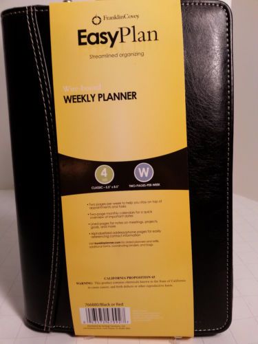New BLACK Franklin Covey 766880 sz 4 EASYPLAN Wire-bound Weekly Planner