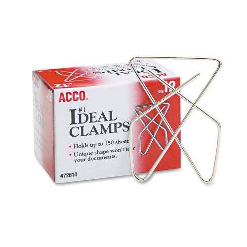Acco ideal clamps, steel wire, large, 2-5/8&#034;, silver, 12/box for sale