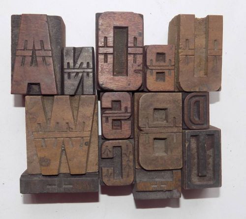 Letterpress Letter Wood Type Printers Block &#034;Lot of 13&#034; Typography #bc-52
