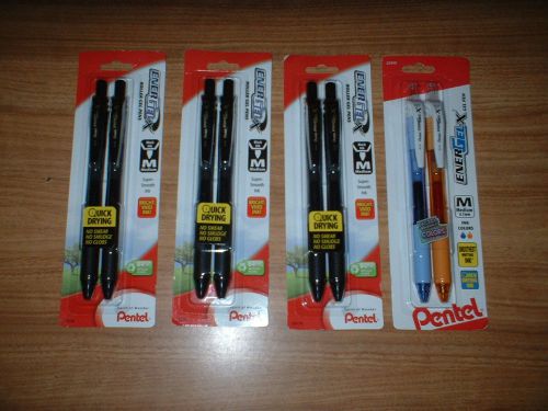 4 PACKAGES (8) PENTEL ENER GEL X ROLLER GEL PEN NEW/SEALED FREE SHIPPING