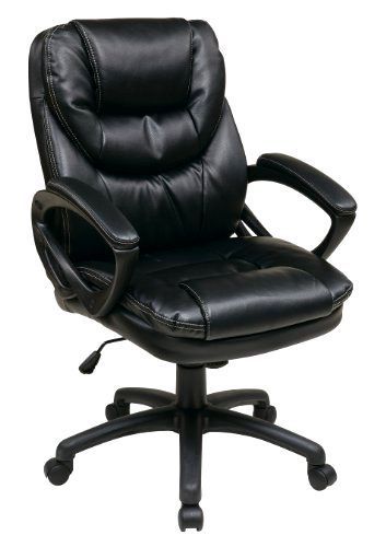 New WorkSmart Faux Leather Manager&#039;s Chair with Padded Arms Black, Free Shipping