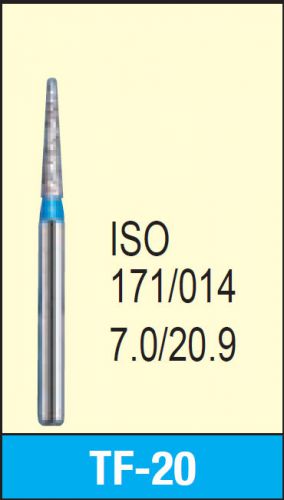 MANI DIA-BURS TF-20 Taper Flat End Standard Grit Dental Diamond Burs 30 pcs