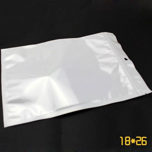 100pcs 18x26cm White Top Feed Pearl film Ziplock Bags Food Bags Pouches 6Mil