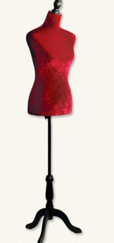 64&#034; Red Velvet Dress Form Fashion Display Victorian Reproduction