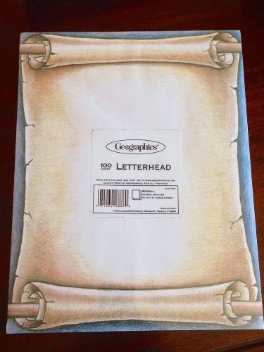 100ct. 8.5&#034;x11&#034; Sheet/Paper Geographics Scroll Letterhead Acid Free All Printers