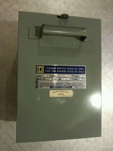 Square D 100 amp Fusible Plug In Switch FCN-361 3 Phase  277/480V L100 busway