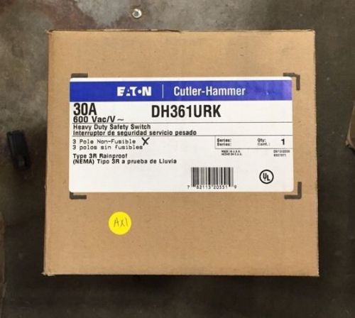 Cutler hammer dh361urk 3 pole 600 volt 30 amp non-fused nema 3 disconnect new for sale