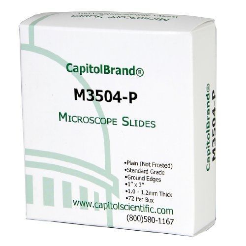 Capitolbrand® glass microscope slides, plain, standard grade, size: 3 x 1-inch for sale