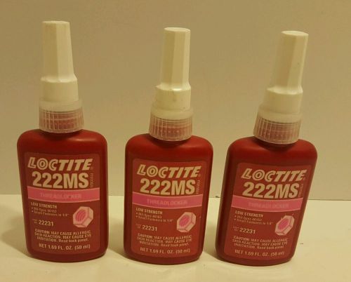 Loctite 222 MS Threadlocker (22231) 50 mL 1.69 Oz  3 bottles Free Ship!