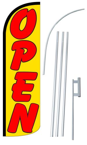 Open Yellow Extra Wide Windless Swooper Flag Jumbo Banner Pole /Spike