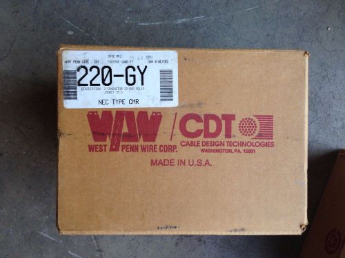 1000&#039; West Penn 220 2 COND. 22 SOLID BARE CMR Wire Cable