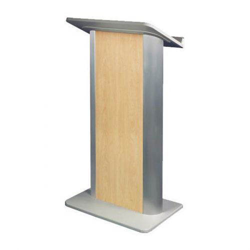 AmpliVox Executive Mobile Panel Pulpit Lectern Hardrock Maple with Satin Anodize