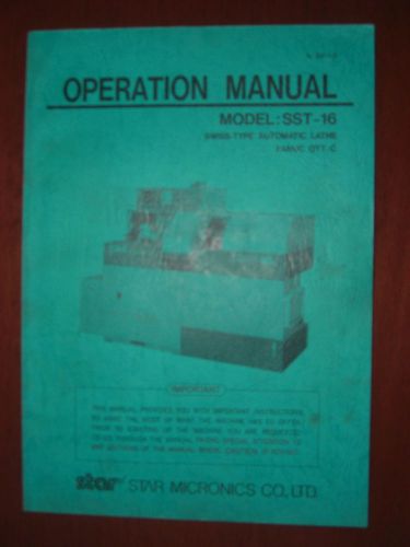 Star Model SST-16 Operator&#039;s Manual