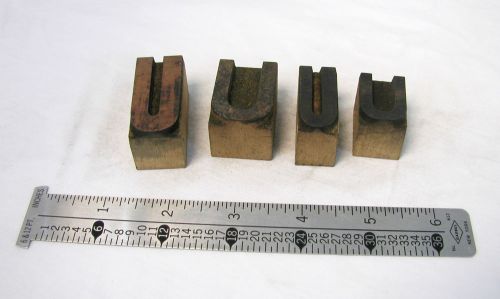 Lot of 4 Antique Letterpress wood type Letter &#034;U&#034; printing blocks