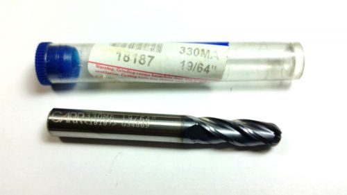 19/64&#034; Garr 18187 Carbide 4 Flute TiALN Ball End Mill (Q 431)