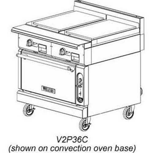 Vulcan v2p36c v series heavy duty range gas 36&#034; (2) planchas convection oven... for sale