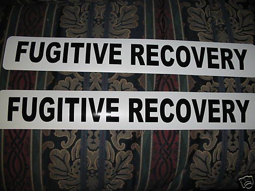 FUGITIVE RECOVERY Magnetic signs 4 Car Truck Badge Van