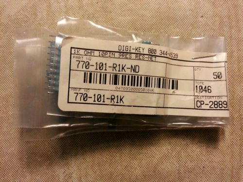 50 Pcs 1K Ohm 10 Pin 9 Resistor Network. NOS Original Packaging Ships From USA.