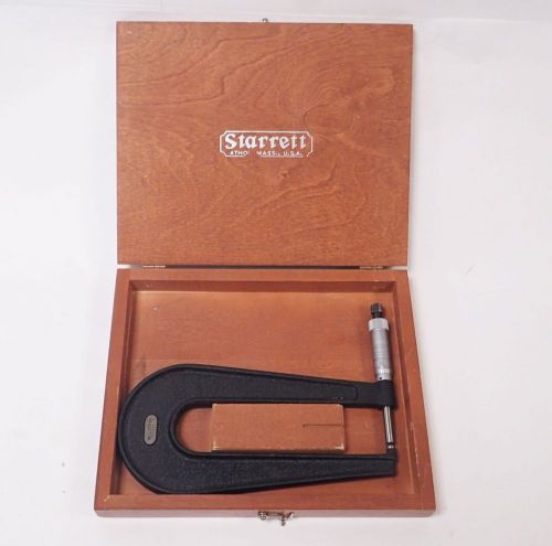 L.s starrett no. 222 deep 6&#034; throat micrometer 0-1&#034; in original wooden case for sale
