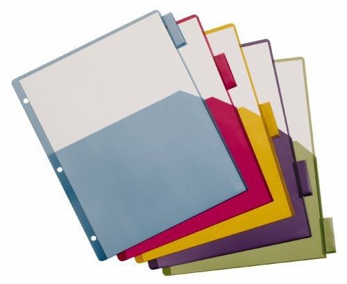 Cardinal poly dividers, single pocket, 5-tab, multi-color (84016) for sale