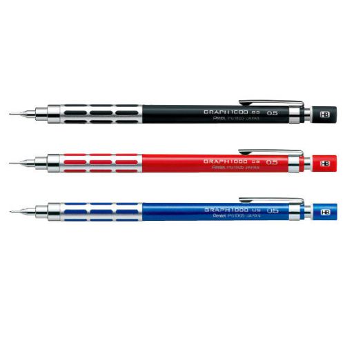 Pentel PG1005CS Black, Red and Blue GRAPH 1000 0.5mm Mechanical Pencil- 1pc Each
