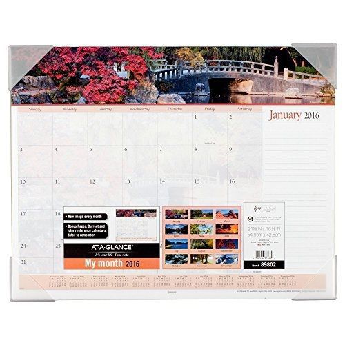 At-A-Glance AT-A-GLANCE Monthly Desk Pad Calendar 2016, Landscapes Panoramic,
