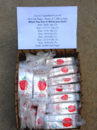 20,000 apple baggies zippitz bags clear assorted sizes CRAZY INSANE BLOWOUT !!!