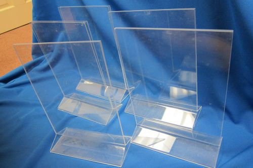 Five 8.5 x 11 Acrylic Sign Holders Lot Table Desk Straight Plastic Stand Poster