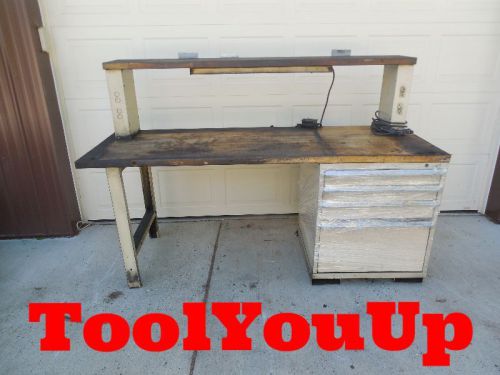 STOR-LOC 4 DRAWER INDUSTRIAL WORK BENCH WITH SHELF AND TOOLING STORAGE CABINET