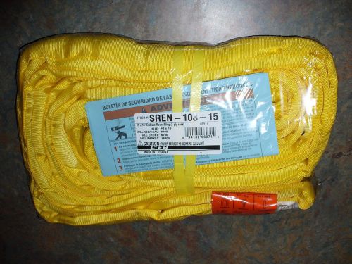 New 15&#039; Yellow Endless Round Sling Polyester Recovery Rigging Lift Strap