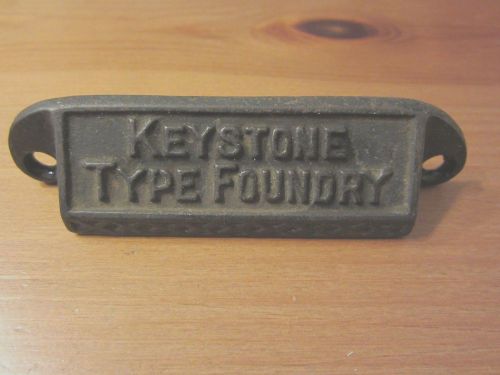 Vintage Keystone Type Foundry Printer&#039;s Drawer Pull Ornate Metal
