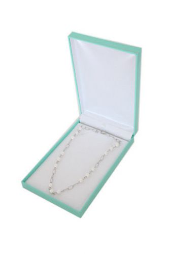 Teal Green Deluxe Leather Necklace Jewelry Display Box 4 3/4x7 3/8x1 1/8&#034;