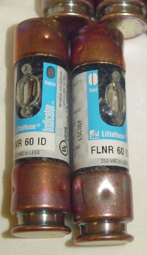 New~qty (2) littelfuse flnr 060 id 60a 250vac/125vdc class rk5 time delay fuses for sale