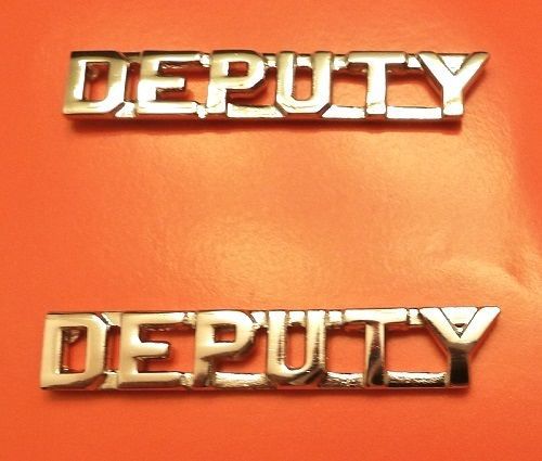 Deputy Collar Pin Device Set Cut Out Letters 1/4&#034; Sheriff Dept. Nickel 2219 New