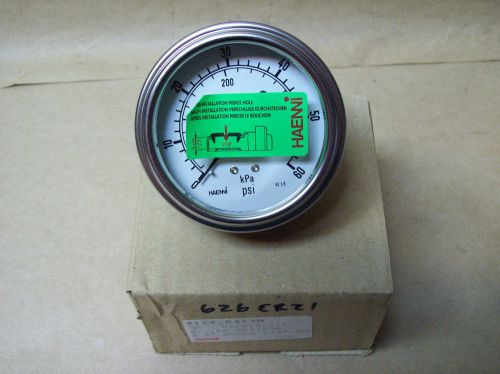 Haenni gauge 2-1/2&#034; 60#  s/s case brz socket 1/4&#034; npt center back mount &lt;626er21 for sale