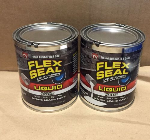Flex Seal Liquid White And Clear 16oz Lot Of 2 - NEW! $30 Value!!!
