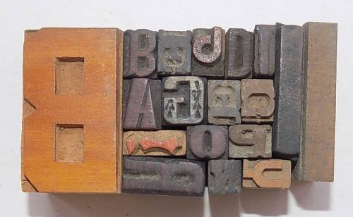 Letterpress Letter Wood Type Printers Block &#034;Lot Of 18&#034; Typography #bc-1142
