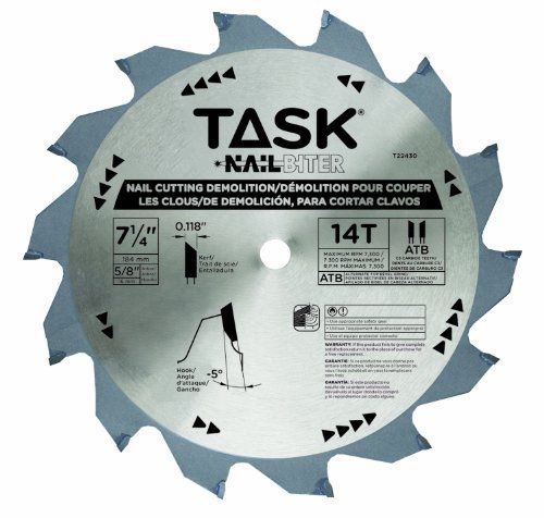 Task tools t22430 7-1/4-inch nail cutting demolition saw blade with 5/8-inch for sale