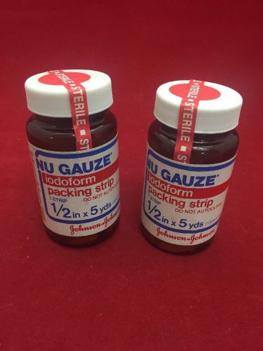 Lot of 2 new johnson &amp; johnson nu gauze iodoform packing strip 1/2&#034;x5yds 8756 for sale