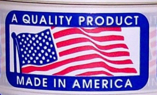 1000 1 x 2 MADE IN AMERICA  USA FLAG LABEL STICKER