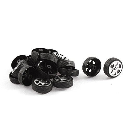 uxcell? Plastic Roll 2mm Dia Shaft Car Truck Model Toys Wheel 20mmx6mm 20Pcs