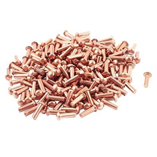 uxcell 200 Pcs 3/32&#034; x 5/16&#034; Round Head Copper Solid Rivets Fasteners