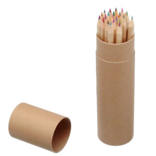 New Natural 24 Colors Wooden Craft Paper Cartridge Green Colored Drawing Pencils