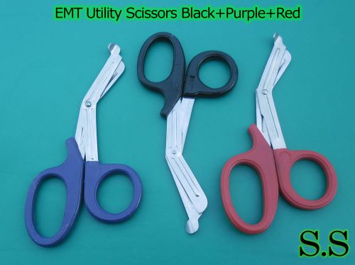 EMT Utility Scissors Set Black,Purple &amp; Red Colour Surgical Instruments