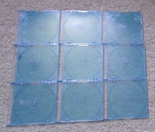 Lot x9 jewel cd/dvd hard plastic cases/media storage-thin/durable-blue/clear for sale