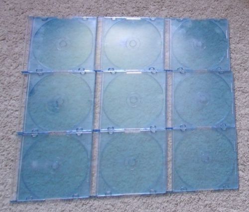 Lot x9 Jewel CD/DVD Hard Plastic Cases/Media Storage-Thin/Durable-Blue/Clear