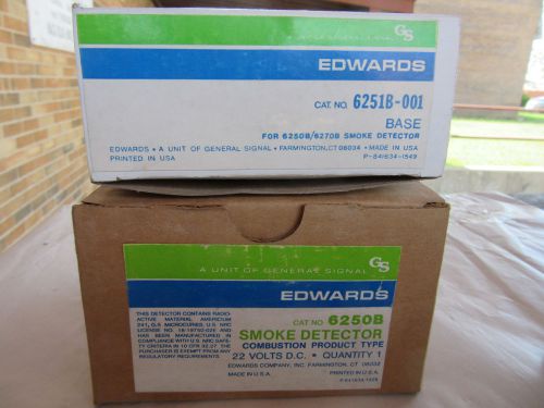 Edwards 6250B &amp; 6251B-001 Smoke Detector &amp; Base NEW!!! in Box Free Shipping