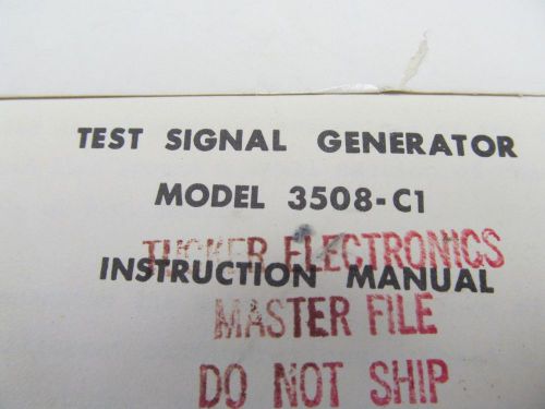 Telechrome 3508-C1 Test Signal Generator Instruction Manual w/ Schematics 46391