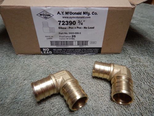 New (25) 3/4&#034; pex elbows - brass crimp fittings 90 degree angle for sale